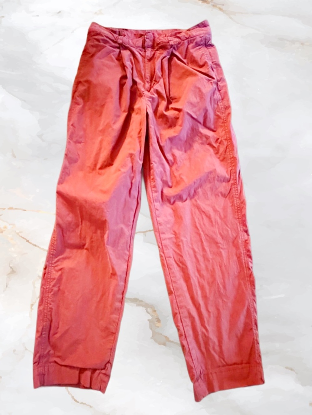 Free People Brick Red Pleated Trousers in Nice Crisp Summer Fabric - Picture 2 of 4